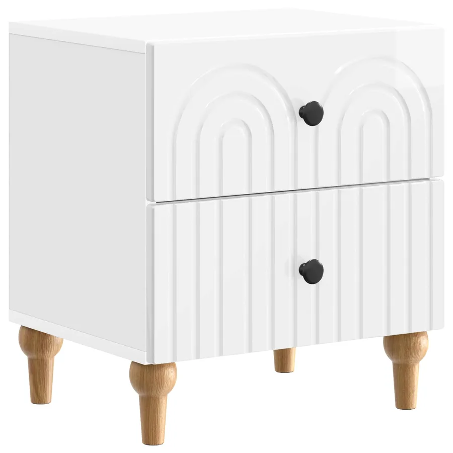 Cabinet de chevet avec tiroir Blanc brillant 43 x 34,5 x 48 cm - 2