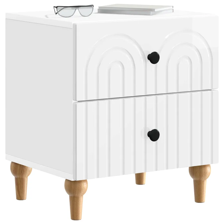 Cabinet de chevet avec tiroir Blanc brillant 43 x 34,5 x 48 cm - 3