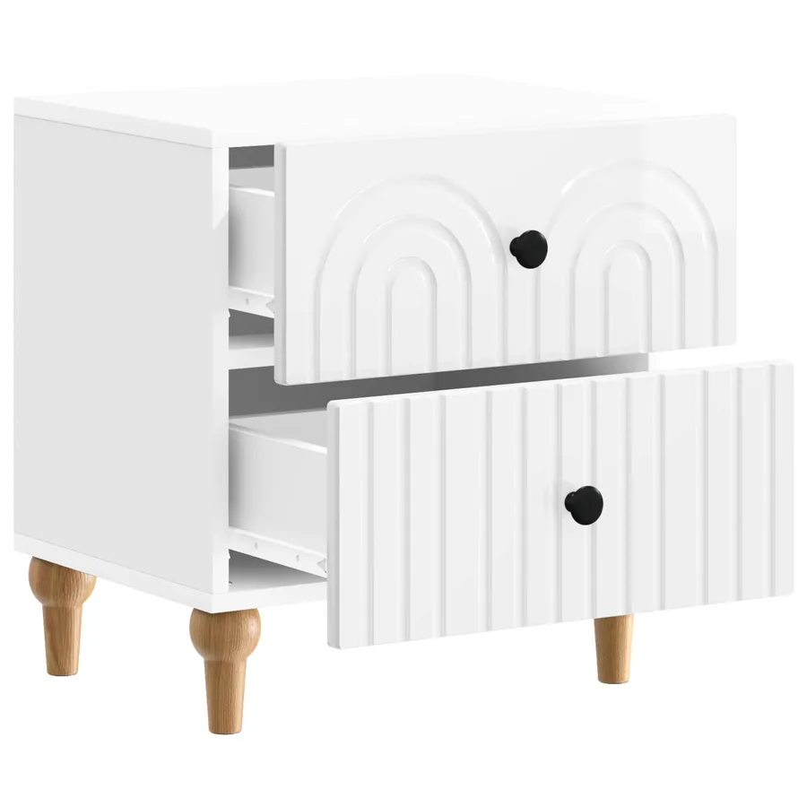 Cabinet de chevet avec tiroir Blanc brillant 43 x 34,5 x 48 cm - 4