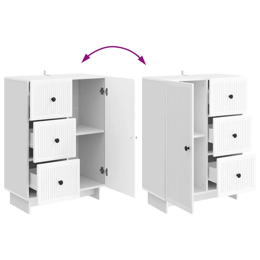 Buffet Blanc brillant 66 x 34,5 x 90 cm Bois d'ingénierie - 10