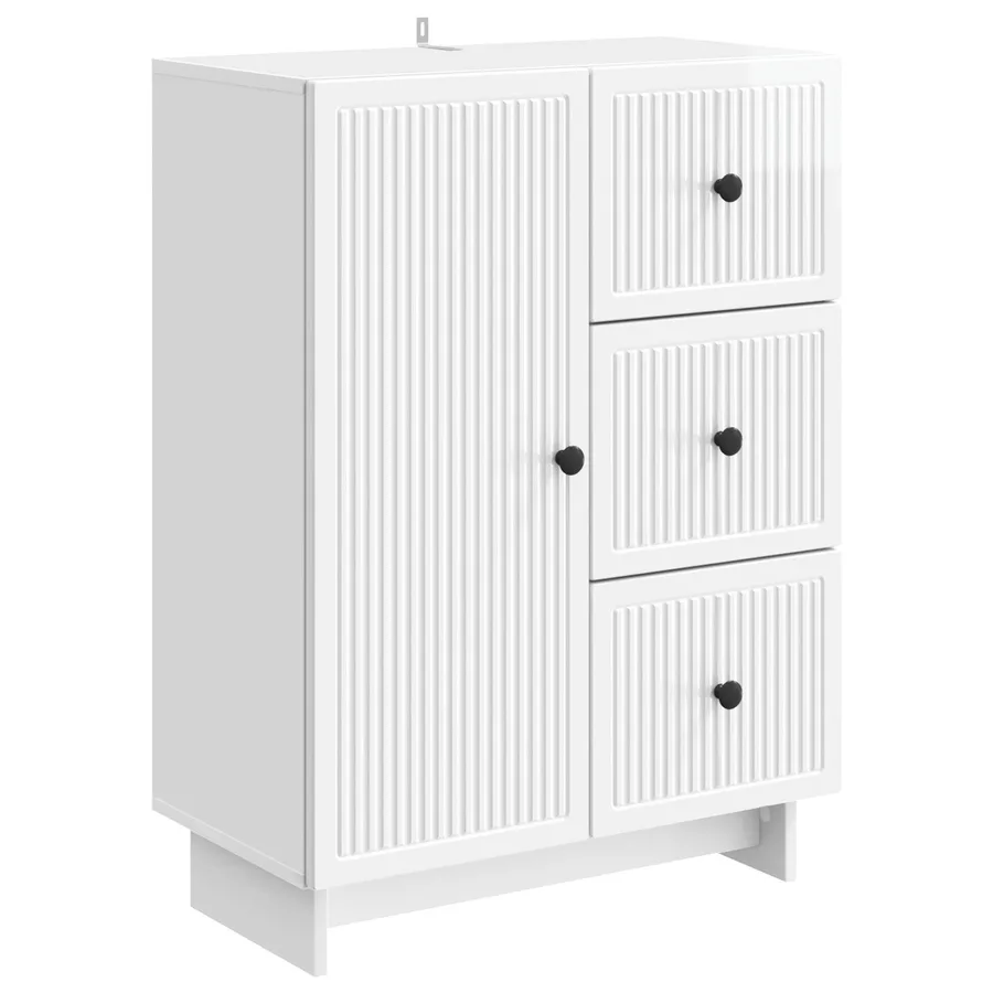 Buffet Blanc brillant 66 x 34,5 x 90 cm Bois d'ingénierie - 2