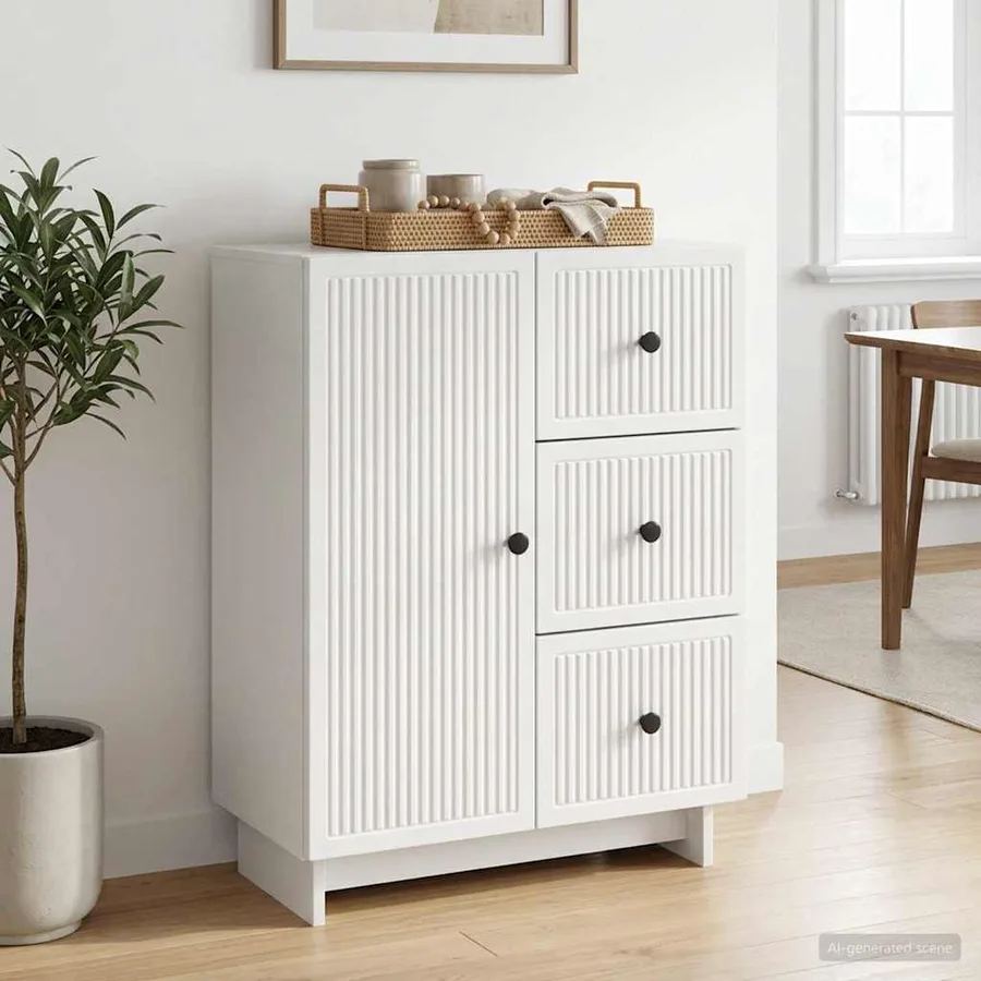 Buffet Blanc brillant 66 x 34,5 x 90 cm Bois d'ingénierie - 4