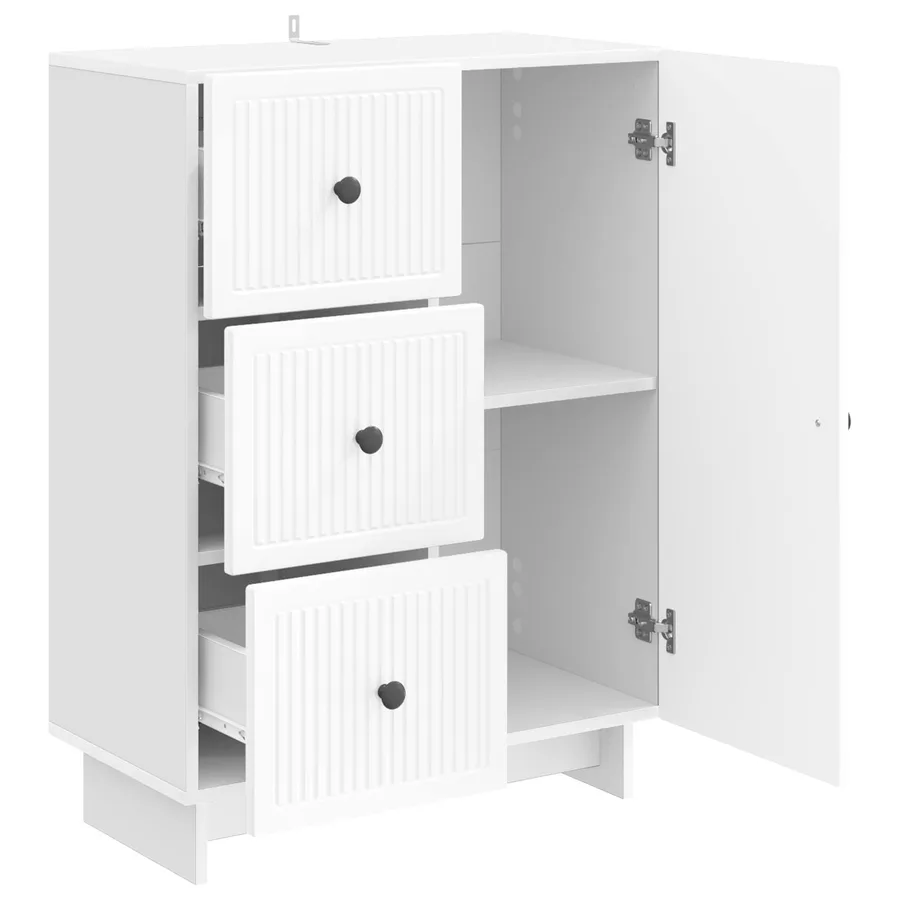 Buffet Blanc brillant 66 x 34,5 x 90 cm Bois d'ingénierie - 5