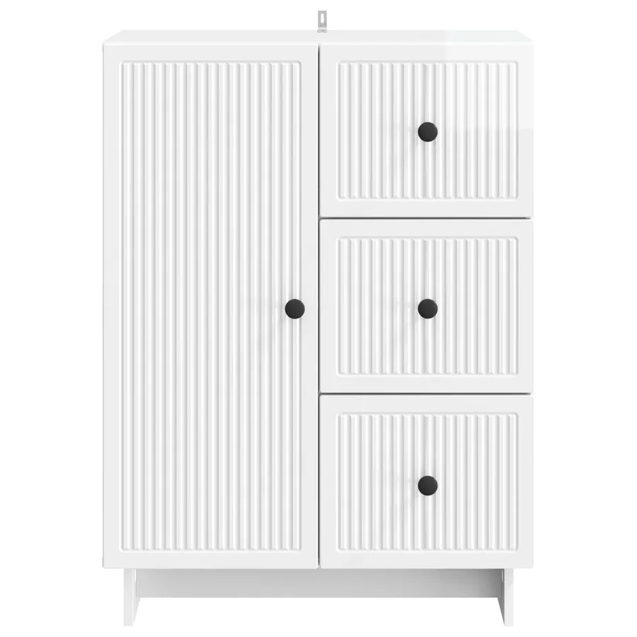 Buffet Blanc brillant 66 x 34,5 x 90 cm Bois d'ingénierie - 6