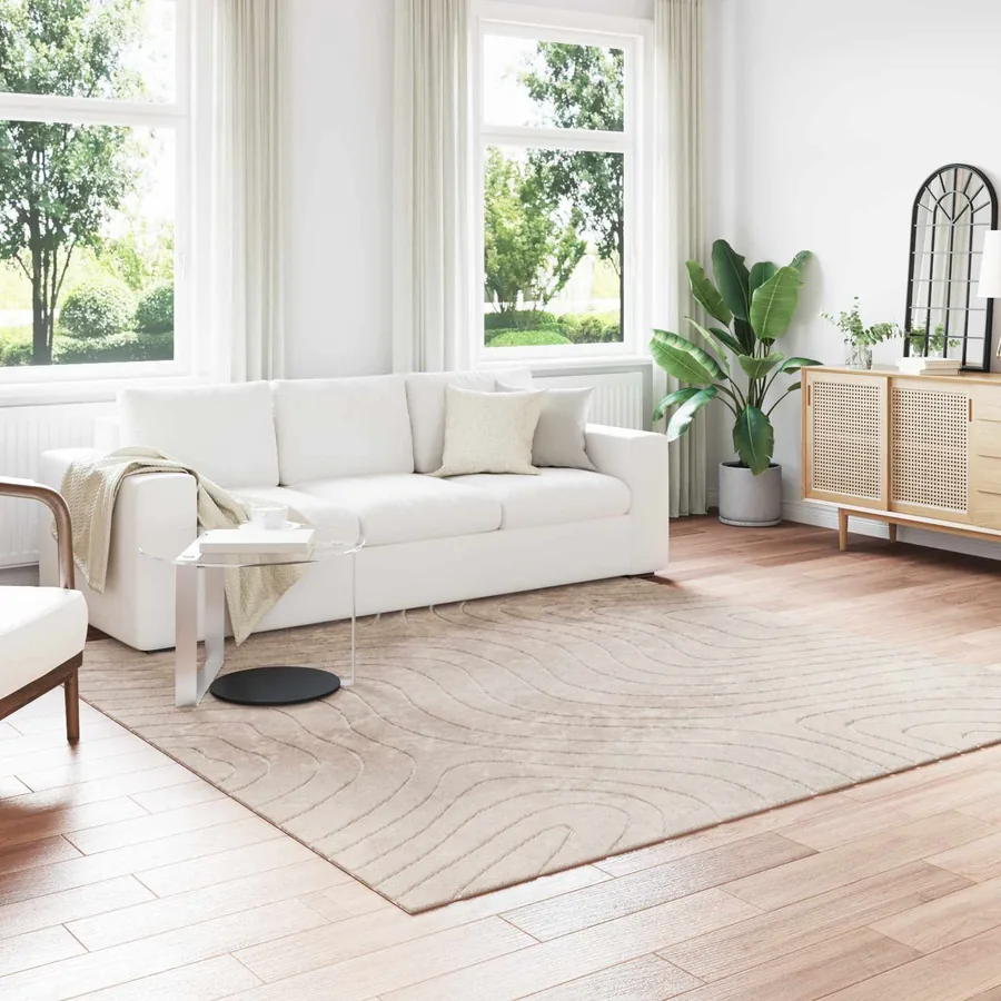 Tapis de surface Carré PALMERAS Beige 240 x 240 cm Polyester