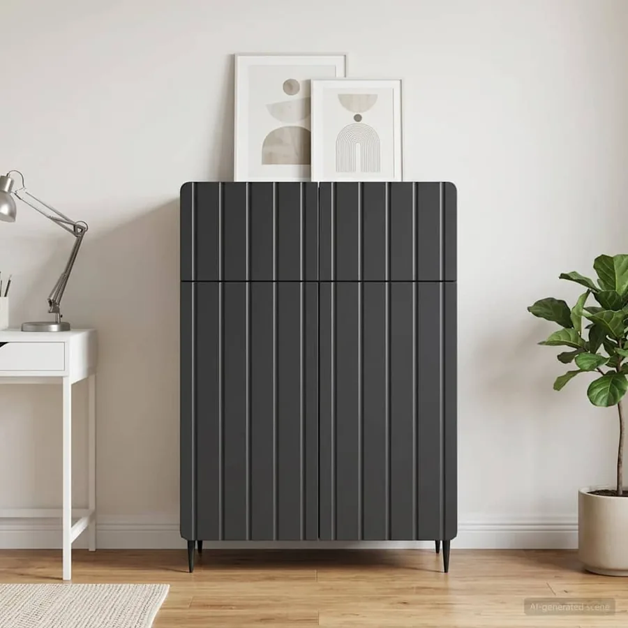 Buffet avec tiroir Noir 66 x 34,5 x 92 cm Bois d'ingénierie