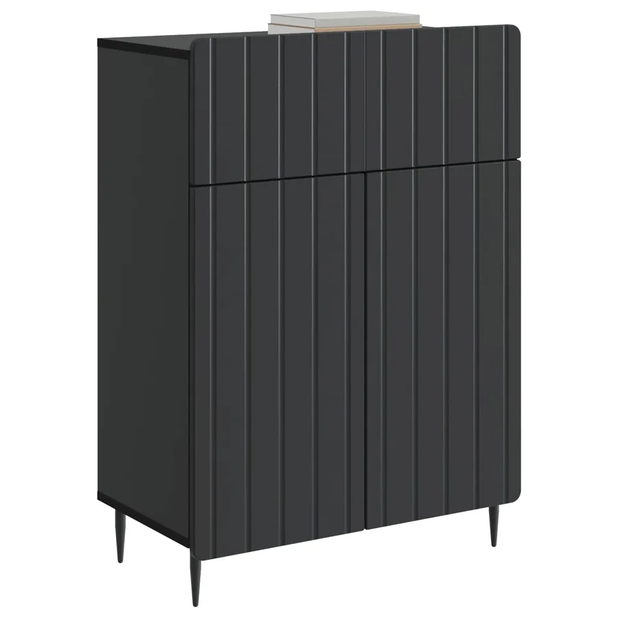 Buffet avec tiroir Noir 66 x 34,5 x 92 cm Bois d'ingénierie - 3