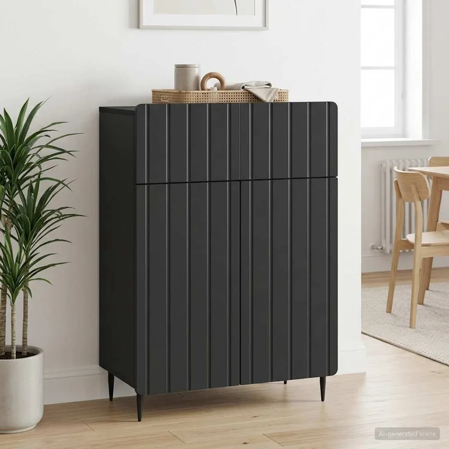 Buffet avec tiroir Noir 66 x 34,5 x 92 cm Bois d'ingénierie - 4