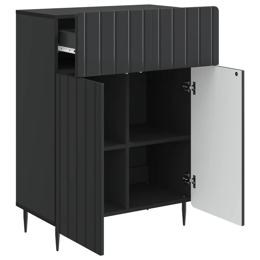 Buffet avec tiroir Noir 66 x 34,5 x 92 cm Bois d'ingénierie - 5