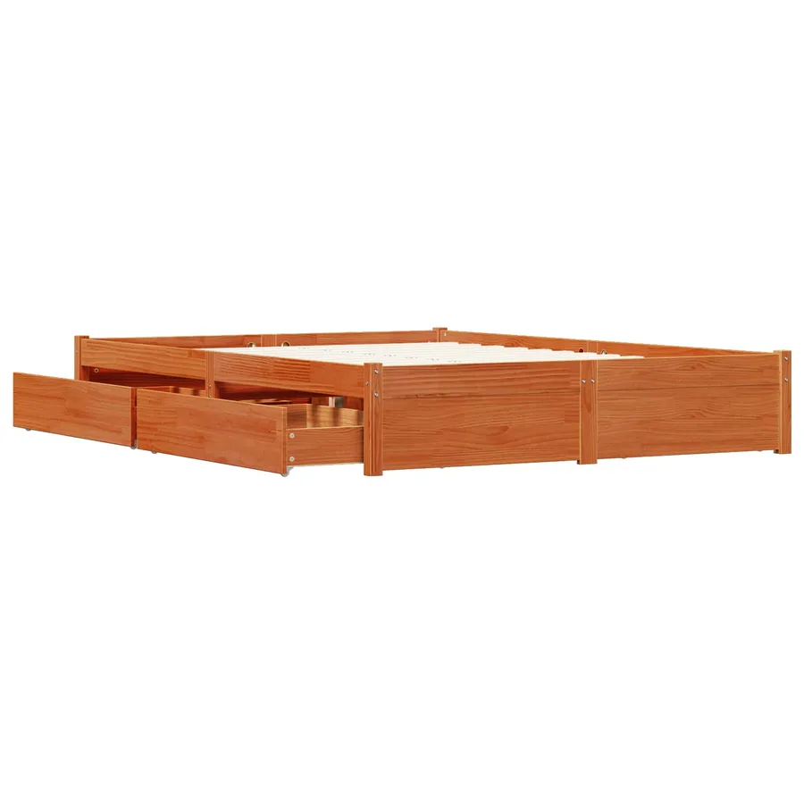 Cadre de lit Cire marron 150 x 200 cm Bois de Pin Massif - 4