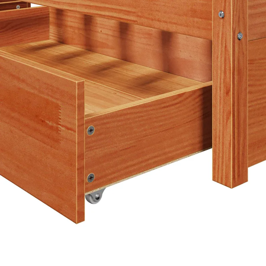 Cadre de lit Cire marron 150 x 200 cm Bois de Pin Massif - 7