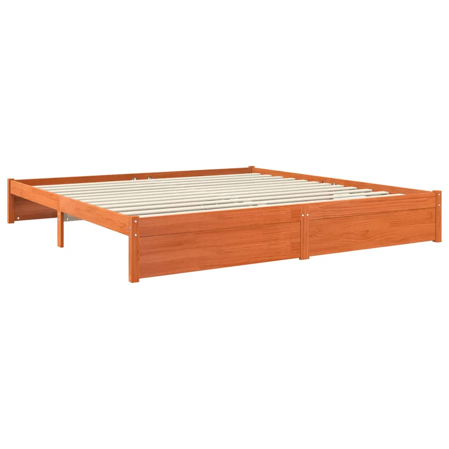 Cadre de lit Cire marron 200 x 200 cm Bois de Pin Massif - 3