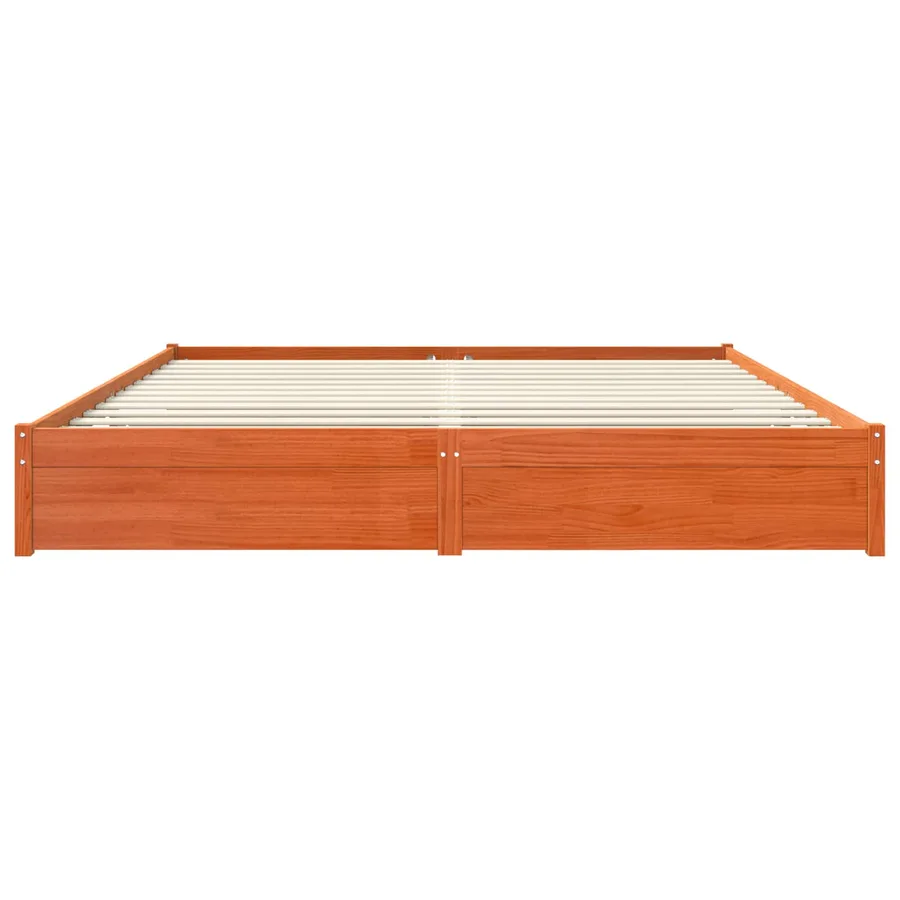 Cadre de lit Cire marron 200 x 200 cm Bois de Pin Massif - 4