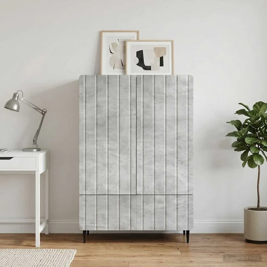 Buffet Gris béton 66 x 34,5 x 97 cm Bois d'ingénierie