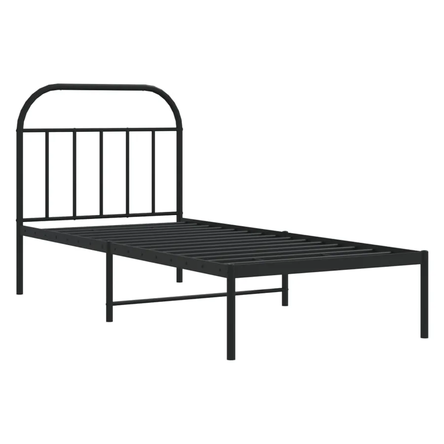 Cadre de lit métal sans matelas avec tête de lit noir 90x190 cm - 3