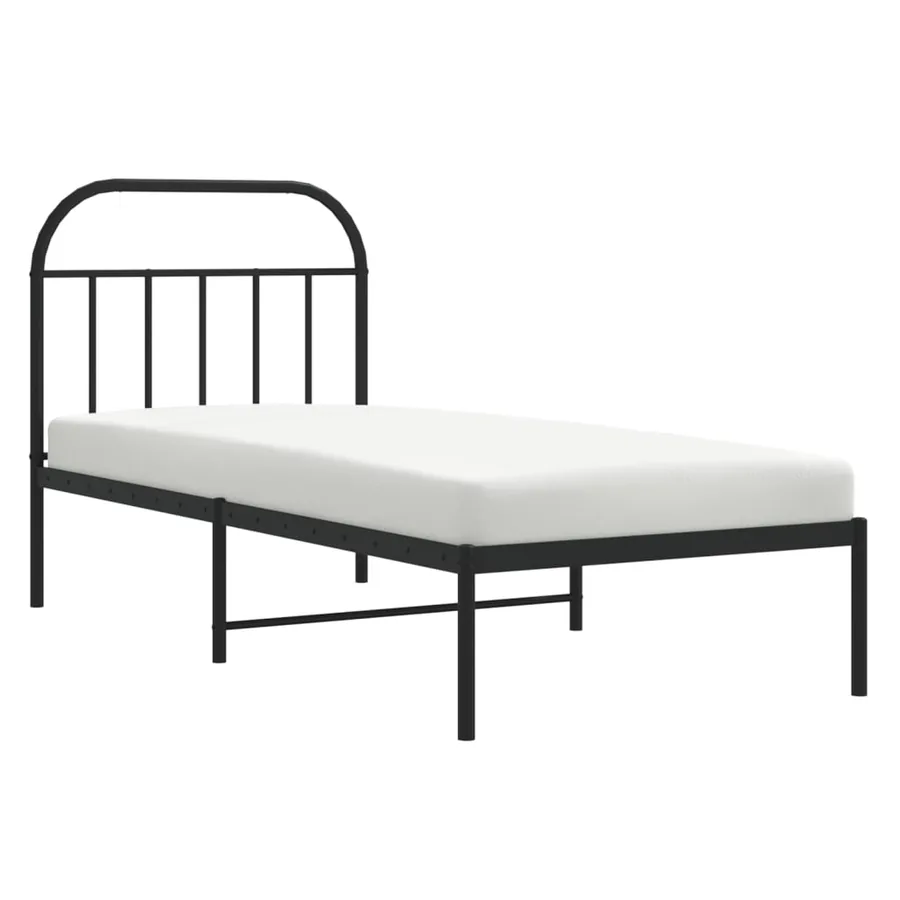 Cadre de lit métal sans matelas avec tête de lit noir 90x190 cm - 5