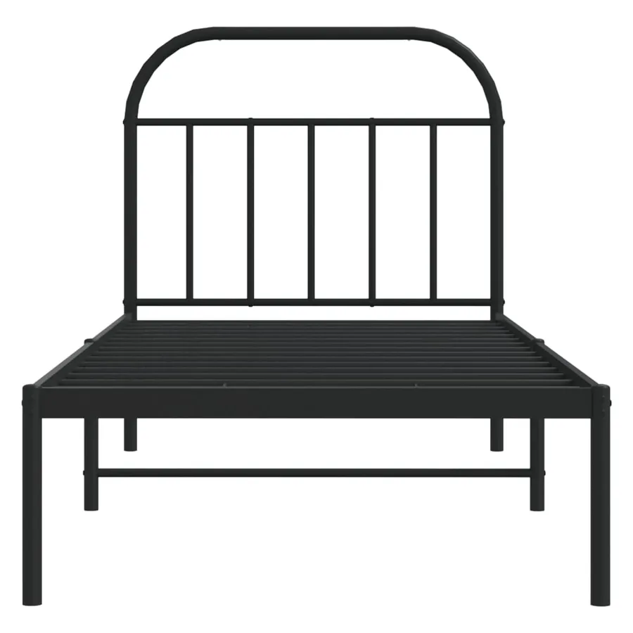 Cadre de lit métal sans matelas avec tête de lit noir 90x190 cm - 6