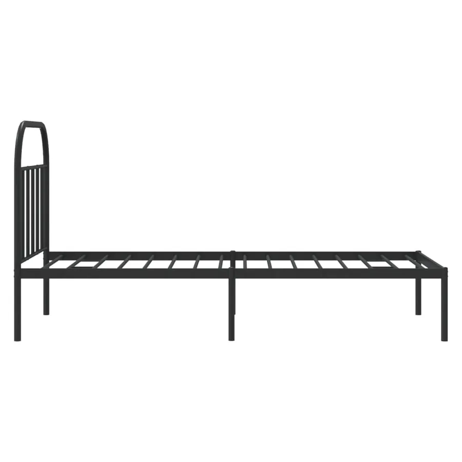 Cadre de lit métal sans matelas avec tête de lit noir 90x190 cm - 7
