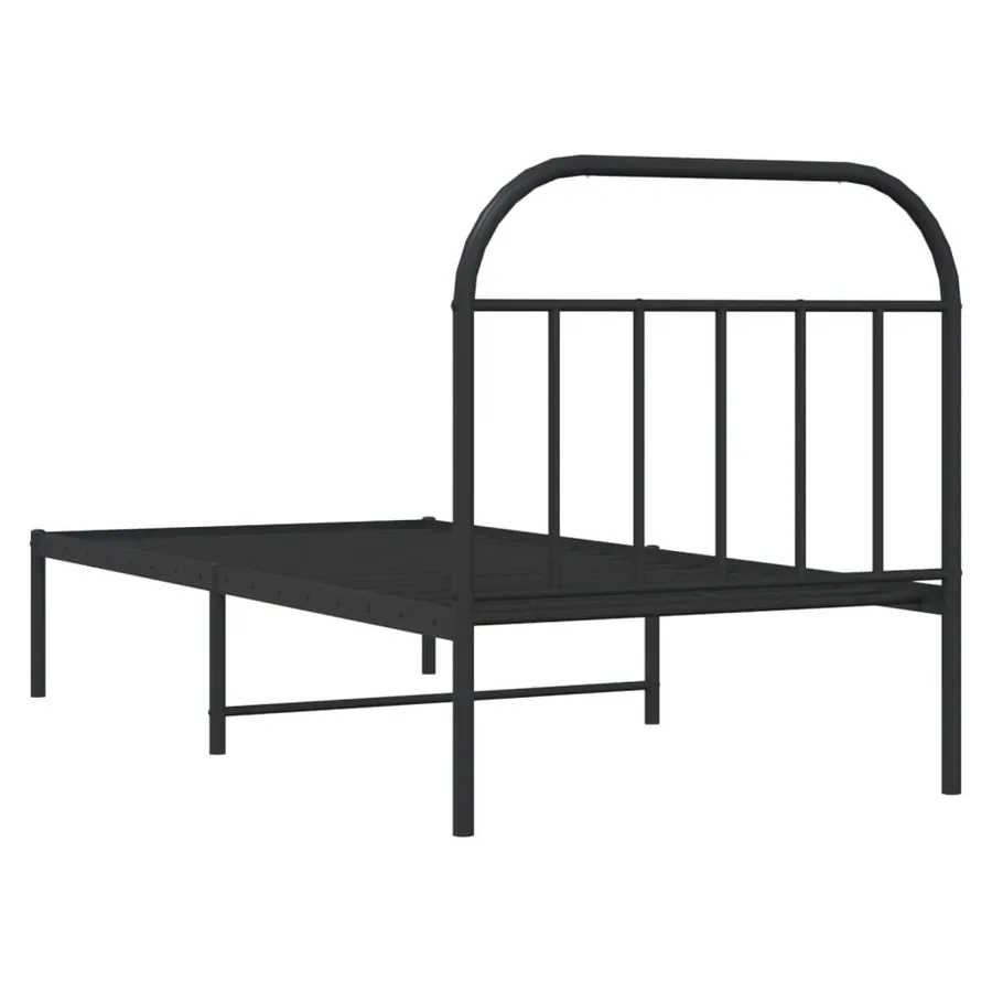 Cadre de lit métal sans matelas avec tête de lit noir 90x190 cm - 8