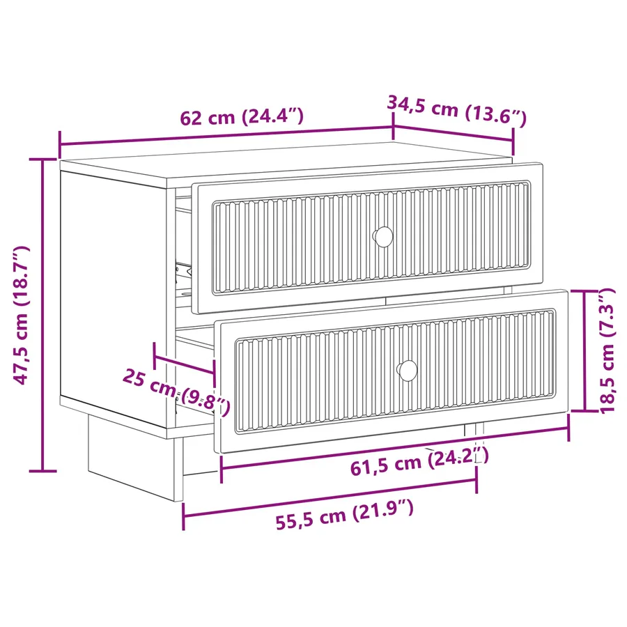 Cabinet de chevet avec tiroir Sonoma gris 62 x 34,5 x 47,5 cm - 8