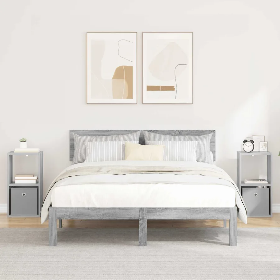 Table de chevet 2 pcs Gris Sonoma 30,5 x 27 x 59,5 cm