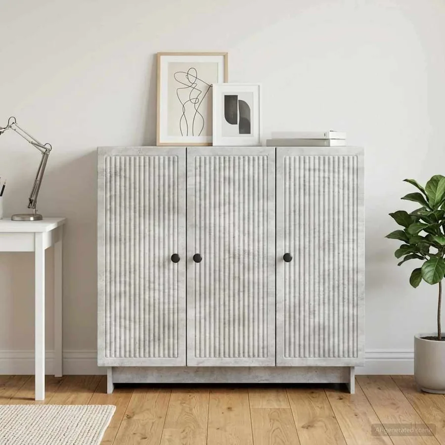 Buffet Gris béton 89 x 34,5 x 80 cm Bois d'ingénierie