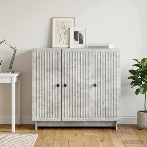 Buffet Gris béton 89 x 34,5 x 80 cm Bois d'ingénierie