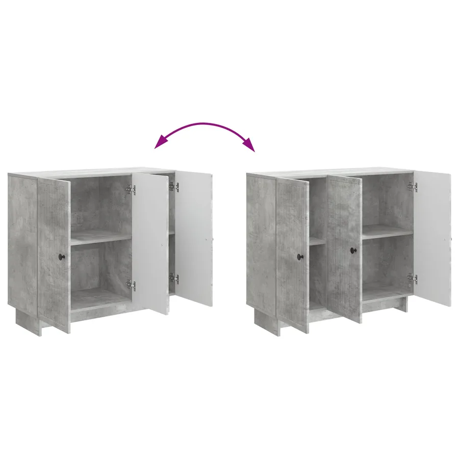Buffet Gris béton 89 x 34,5 x 80 cm Bois d'ingénierie - 11