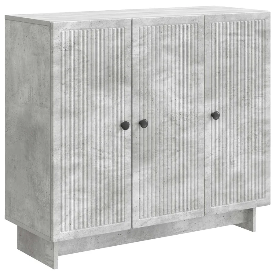 Buffet Gris béton 89 x 34,5 x 80 cm Bois d'ingénierie - 2