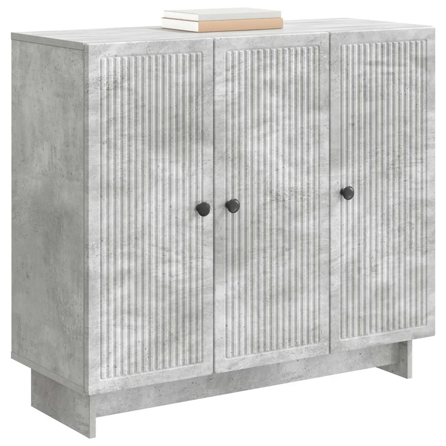 Buffet Gris béton 89 x 34,5 x 80 cm Bois d'ingénierie - 3
