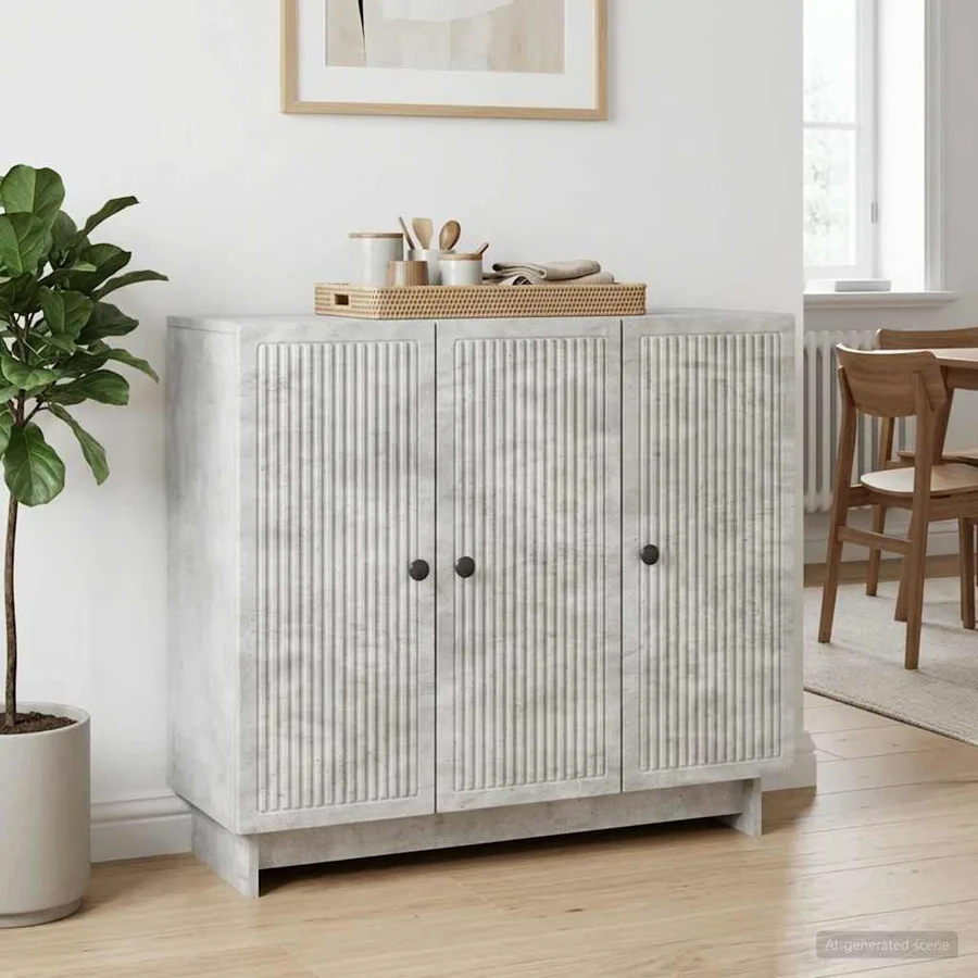 Buffet Gris béton 89 x 34,5 x 80 cm Bois d'ingénierie - 4