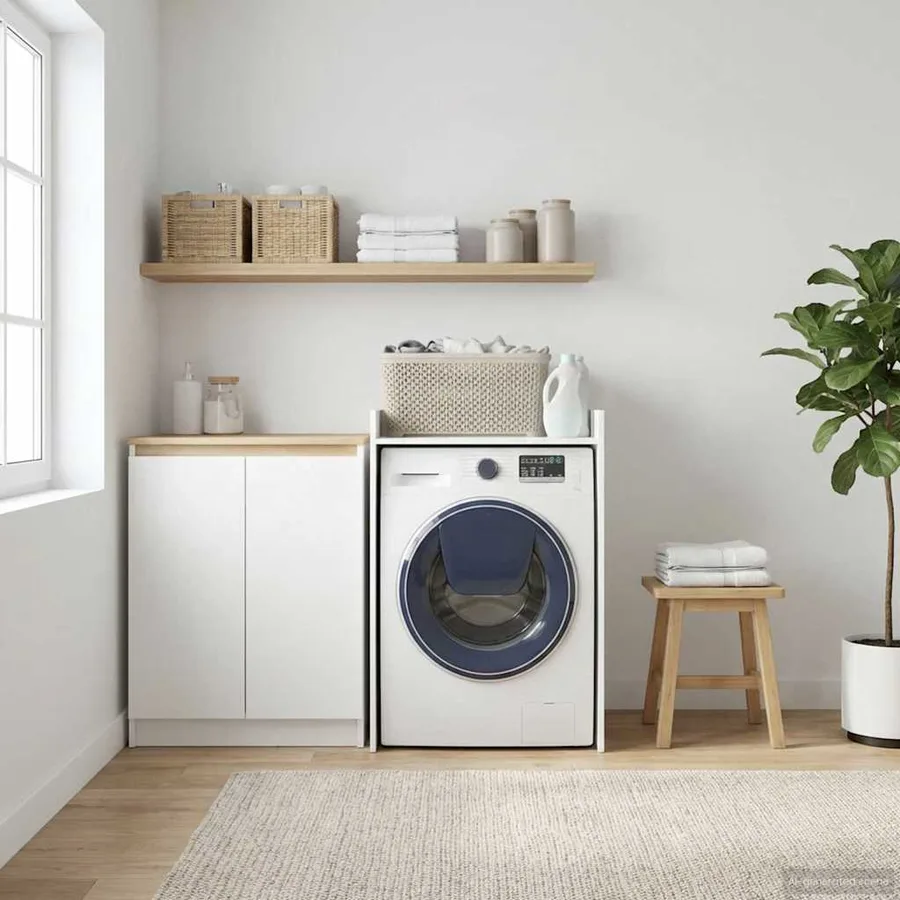 Armoire pour machine à laver Blanc 67,5 x 62 x 97 cm - 4