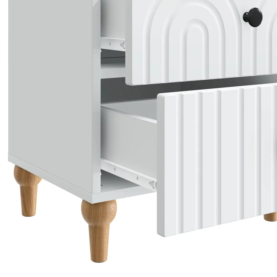 Cabinet de chevet Blanc 43 x 34,5 x 48 cm Bois d'ingénierie - 9