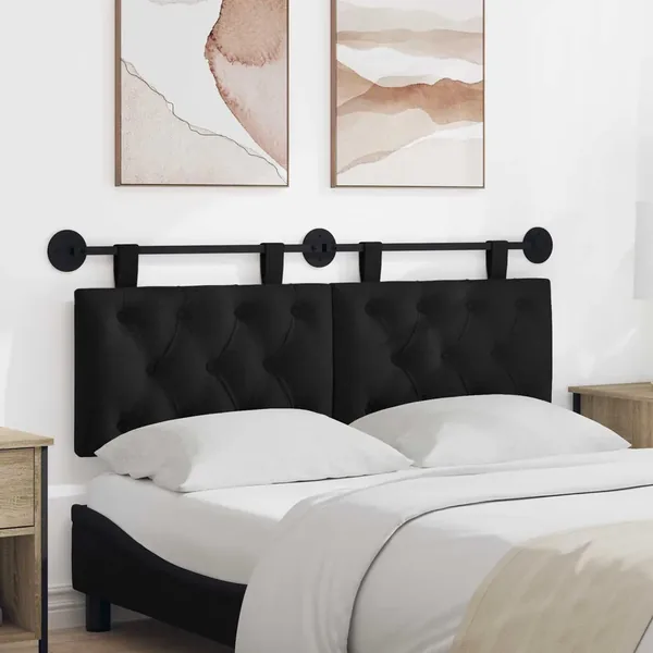 Tête de lit suspendue Noir Tissu