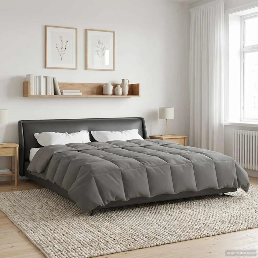 Duvet complet toute l'année Gris clair 200 x 220 cm Microfibre - 4