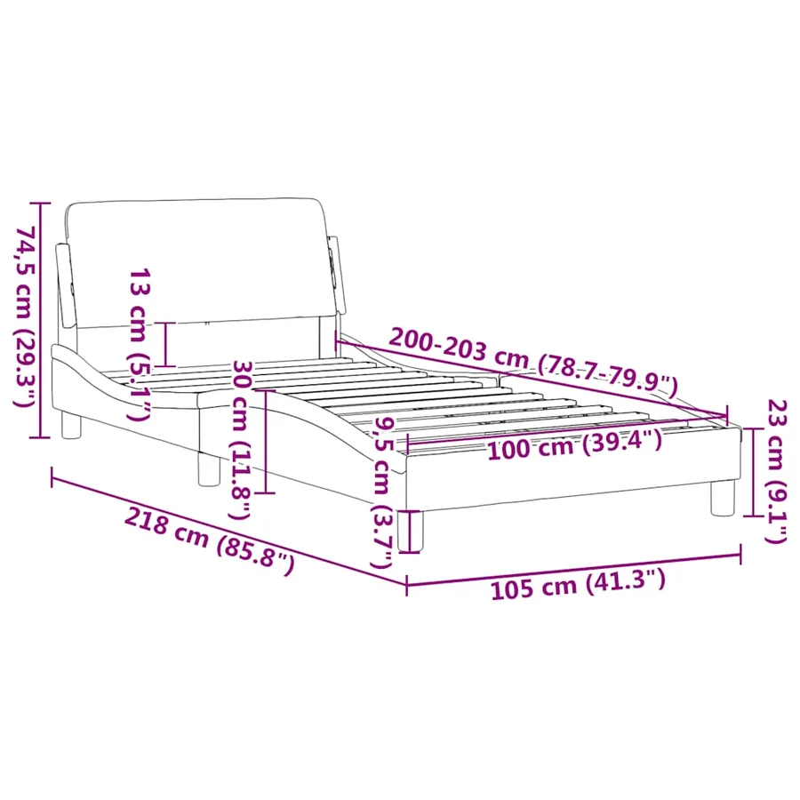 Cadre de lit Dover blanc 100x203 cm similicuir - 9