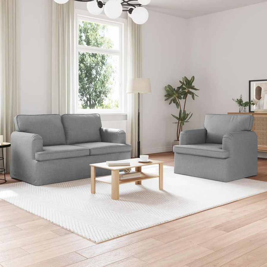 Ensemble de Canapés 2 pcs Gris clair 144 x 80 x 85 cm tissu