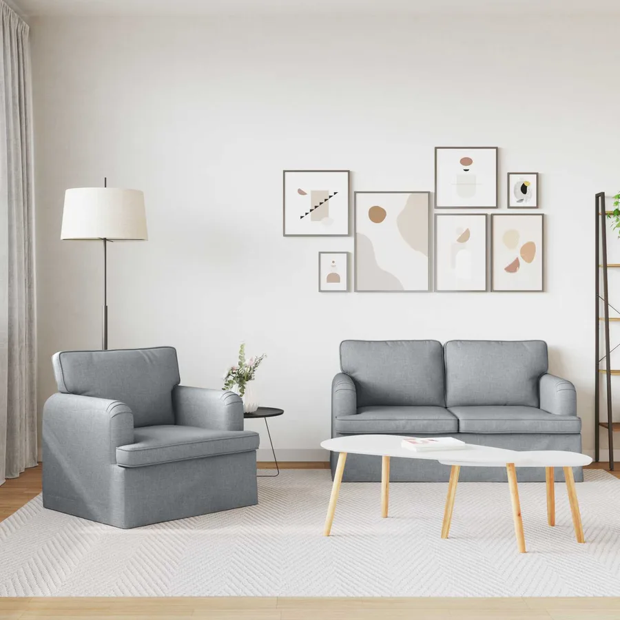 Ensemble de Canapés 2 pcs Gris clair 144 x 80 x 85 cm tissu - 3