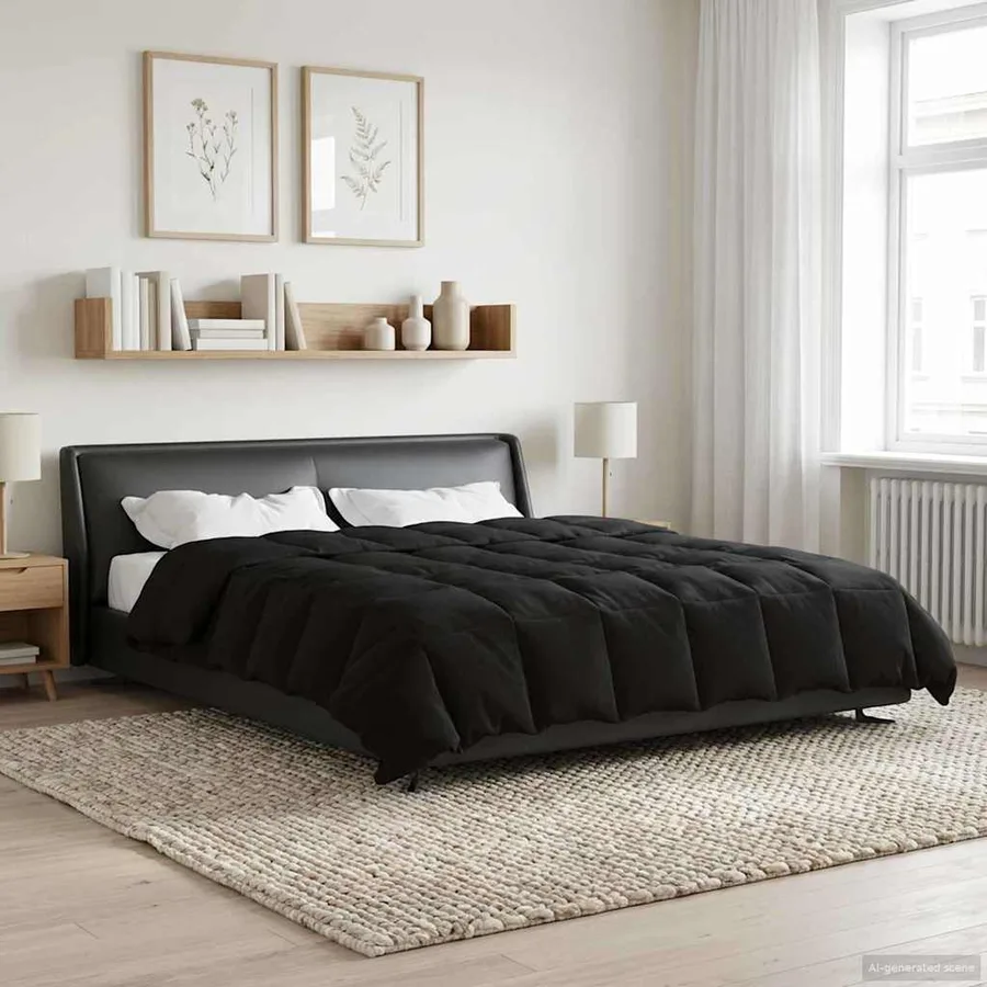 Duvet complet toute l'année Noir 220 x 260 cm Microfibre - 4