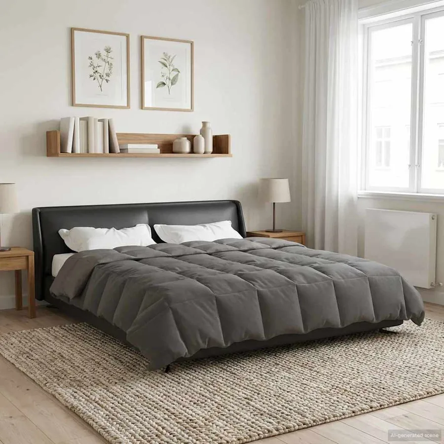 Duvet d'été simple Matelassé Gris clair 220 x 260 cm Microfibre - 4