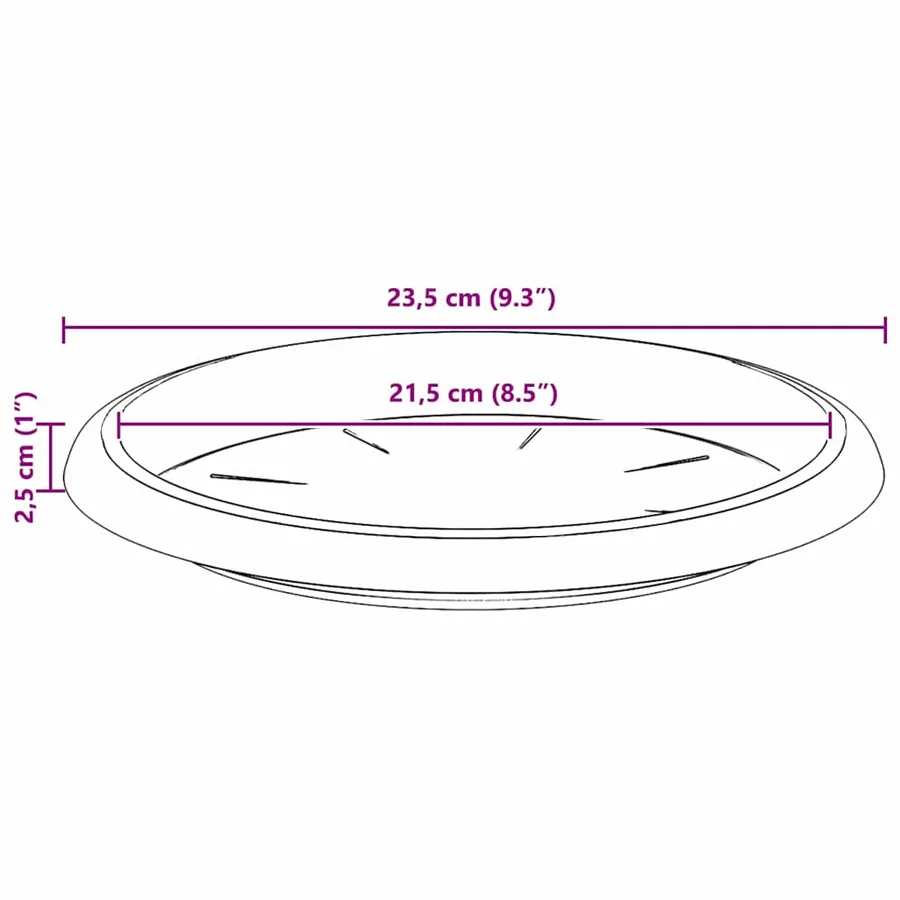 Plateau à fleurs rond 6 pcs Rouge brique Ø 23,5 x 2,5 cm - 10