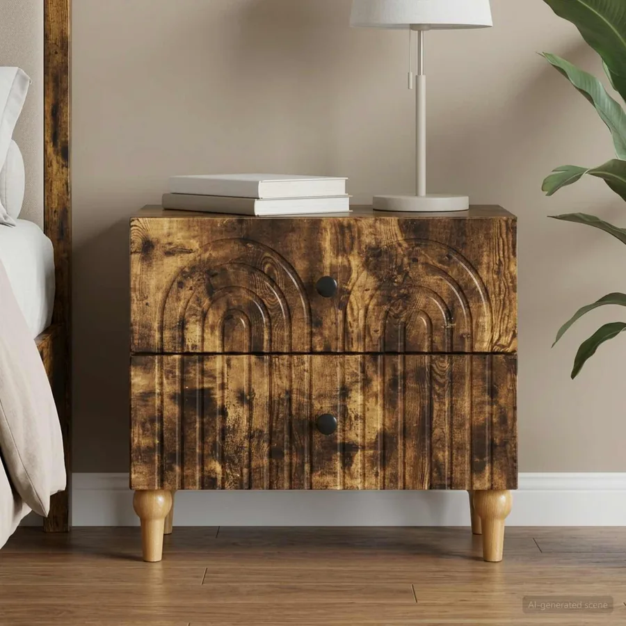 Cabinet de chevet avec tiroir Chêne fumé 62 x 34,5 x 48 cm