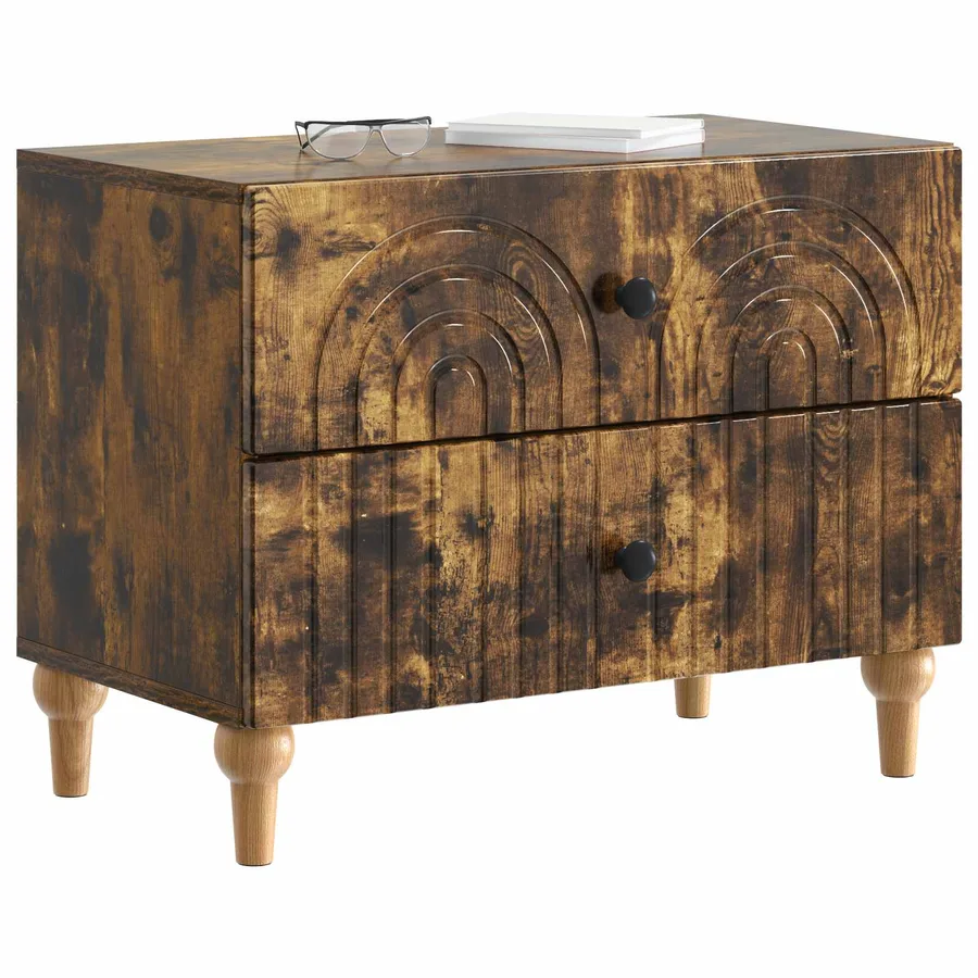 Cabinet de chevet avec tiroir Chêne fumé 62 x 34,5 x 48 cm - 3