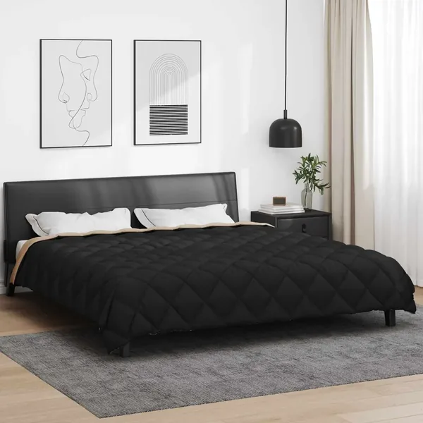 Duvet d'hiver Noir et Taupe 200 x 240 cm Microfibre