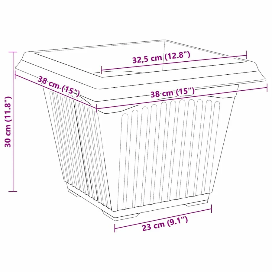 Pot de Fleurs Carré 24 pcs Rouge brique 38 x 38 x 30 cm - 8