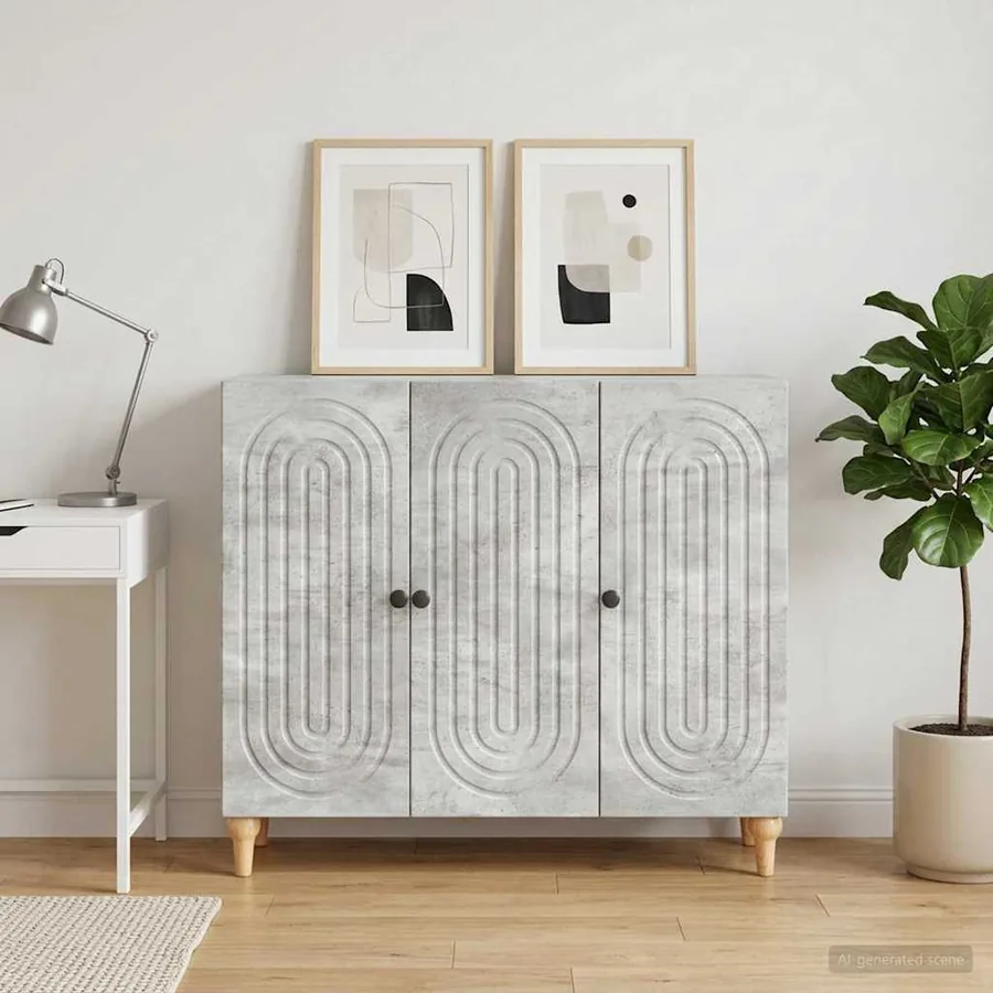 Buffet Gris béton 89 x 34,5 x 80 cm Bois d'ingénierie