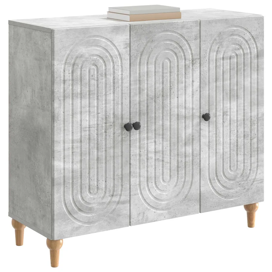 Buffet Gris béton 89 x 34,5 x 80 cm Bois d'ingénierie - 3