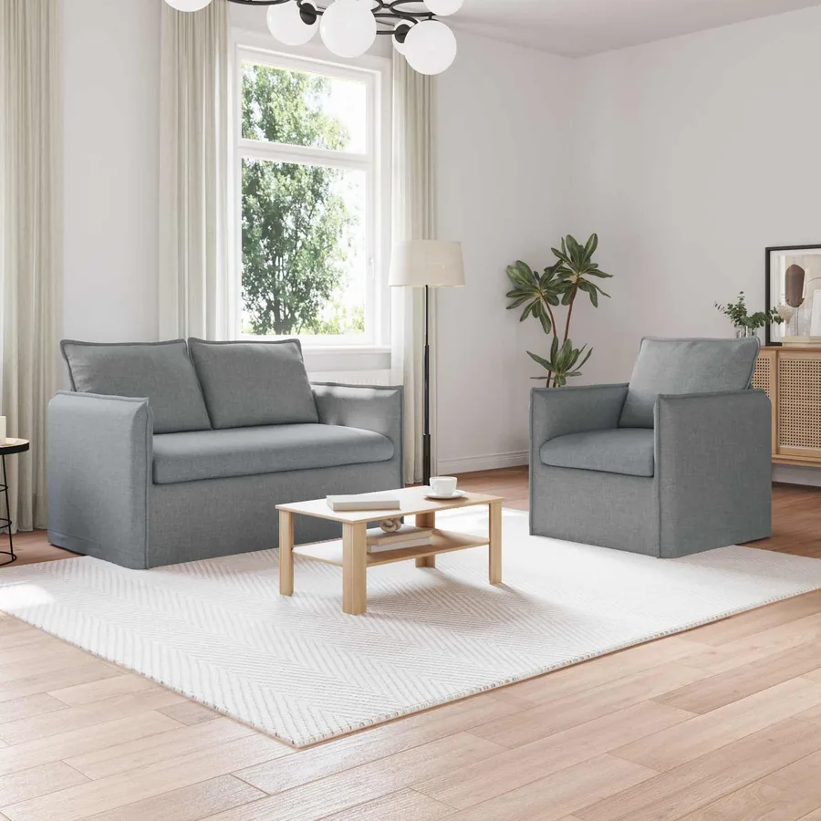Ensemble de Canapés 2 pcs Gris clair 136 x 82 x 85 cm Tissu
