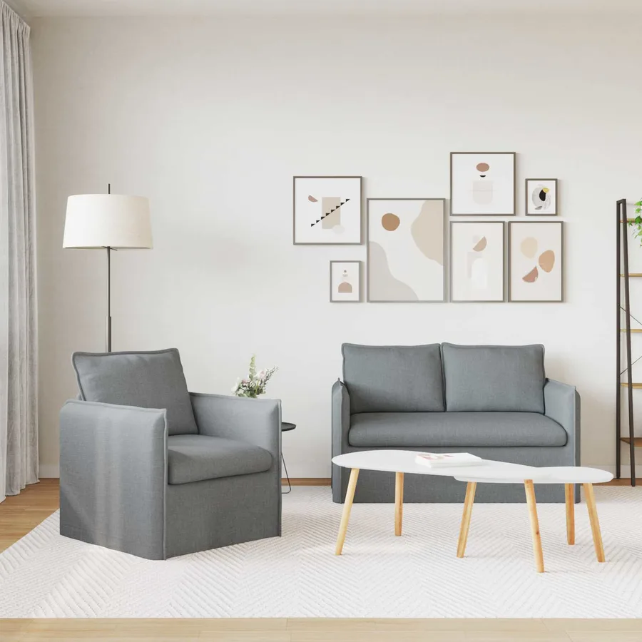 Ensemble de Canapés 2 pcs Gris clair 136 x 82 x 85 cm Tissu - 3