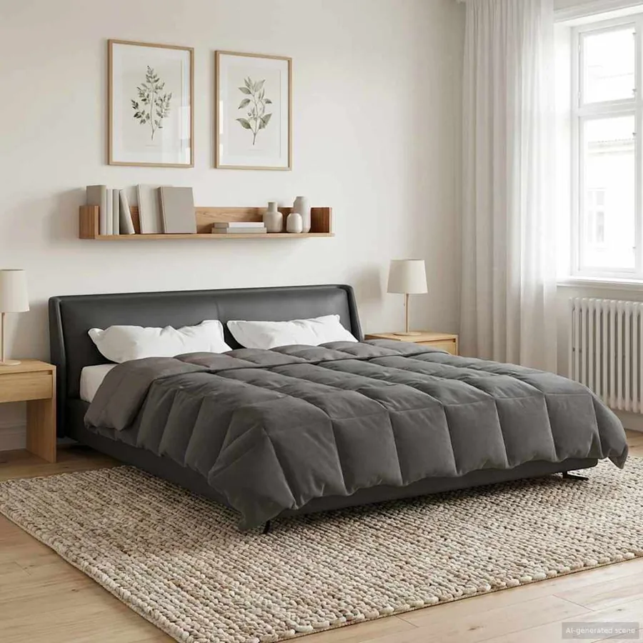 Duvet d'hiver Matelassé Gris clair 220 x 240 cm Microfibre